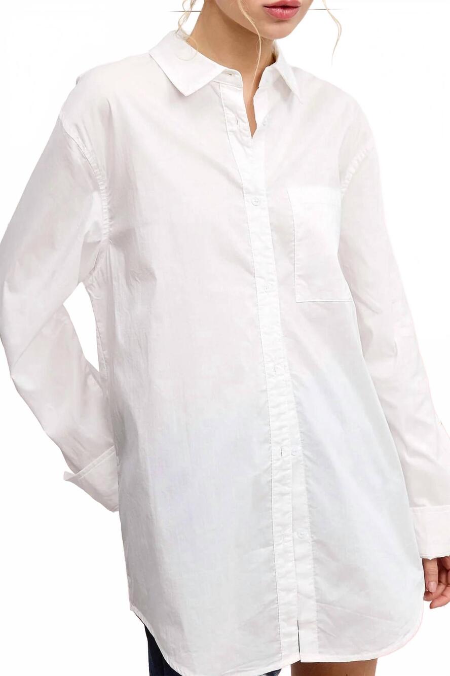 NEW LA MIEL classic collared button down poplin shirts in white